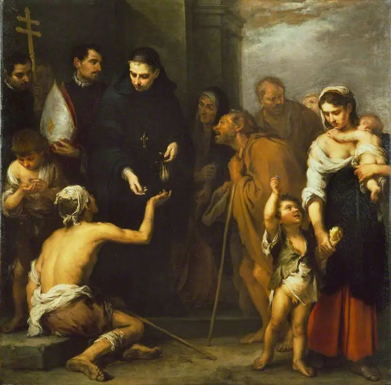 La Charité de Saint Thomas de Villanueva - Bartolomé Esteban Murillo image 1 copie peinte à la main à l’huile