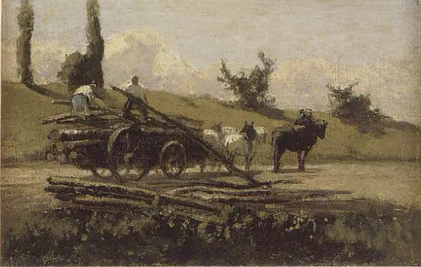 La charrette de bois - Camille Pissarro
