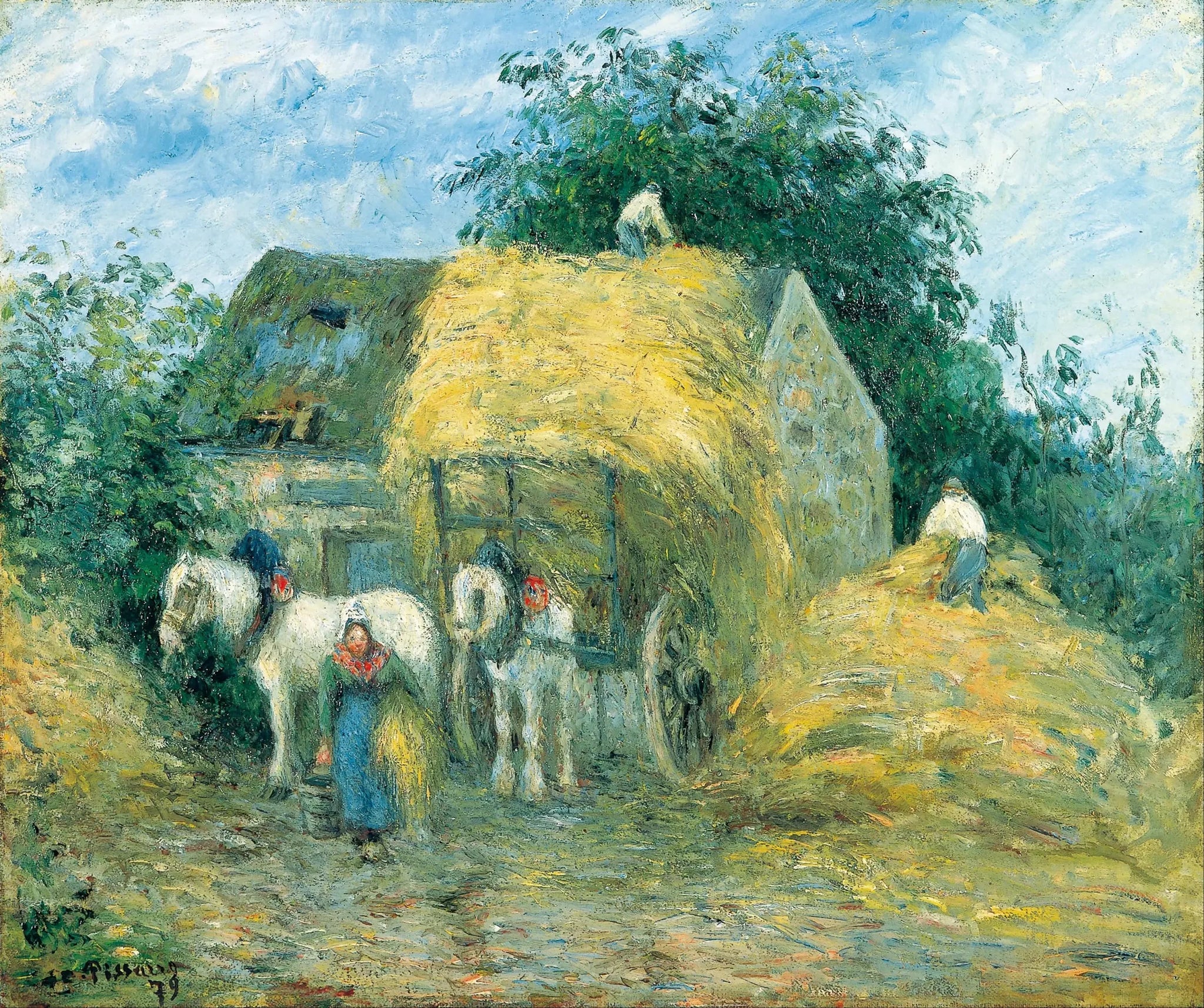 La Charrette de paille, Montfoucault - Camille Pissarro image 1 reproduction de peinture à l’huile