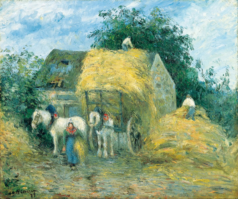 La Charrette de paille, Montfoucault - Camille Pissarro