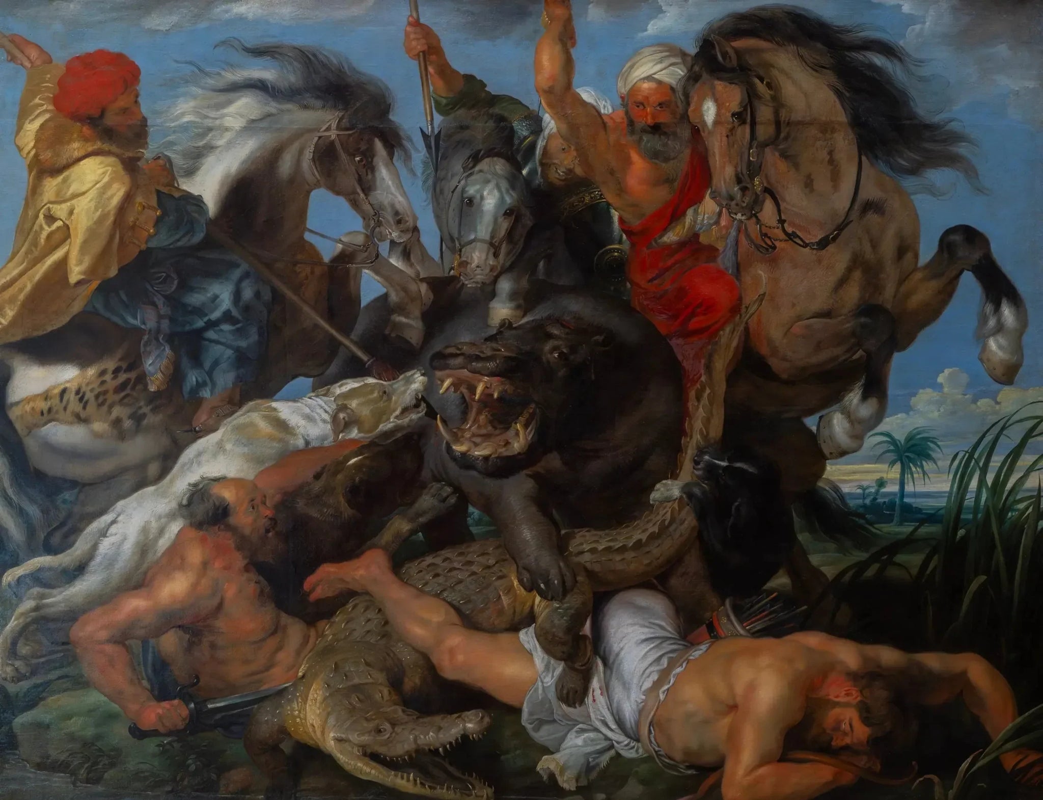 La Chasse à l'hippopotame et au crocodile - Peter Paul Rubens image 1 copie de tableau peinte à la main