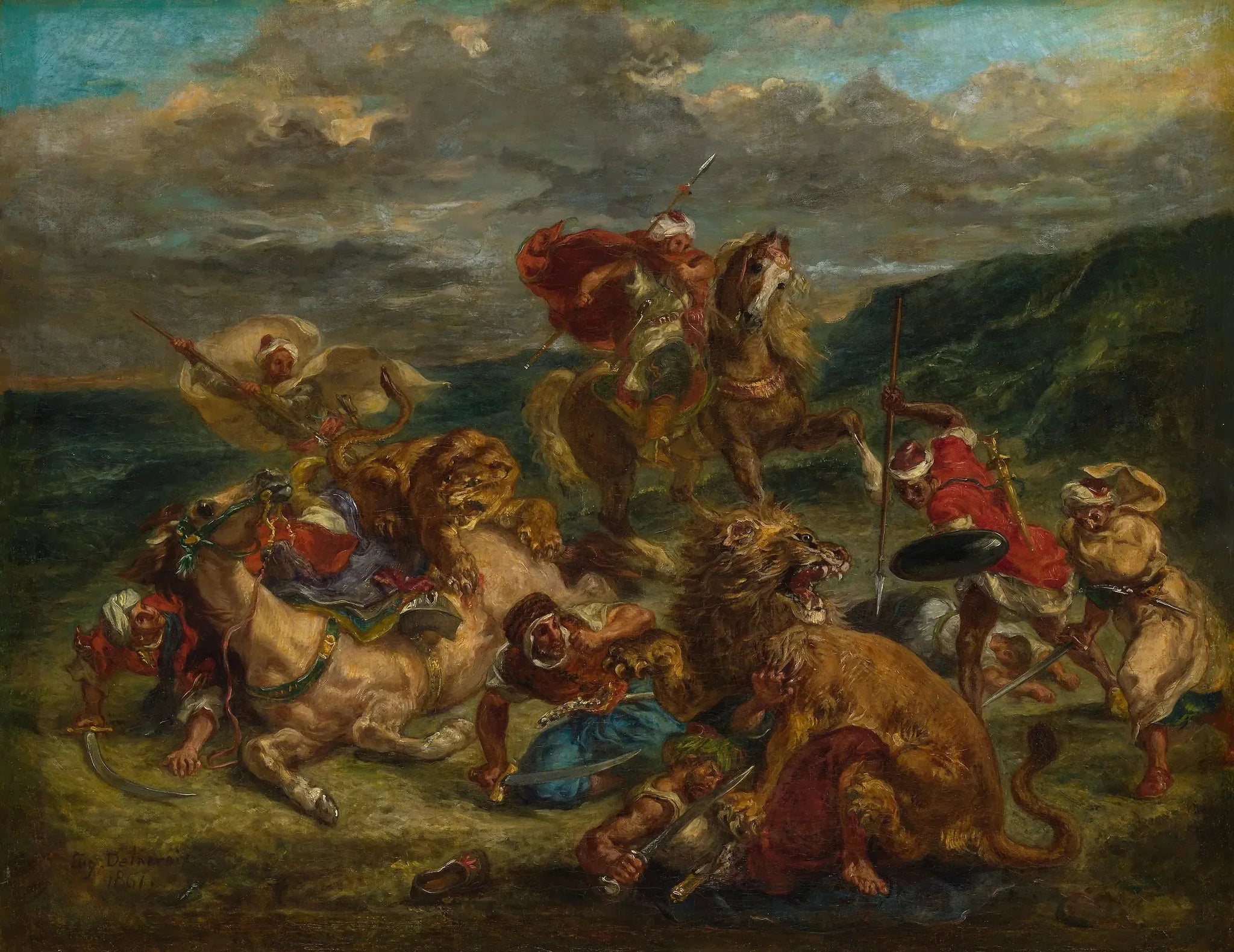 La Chasse au lion - Eugène Delacroix image 1 reproduction de peinture à l’huile
