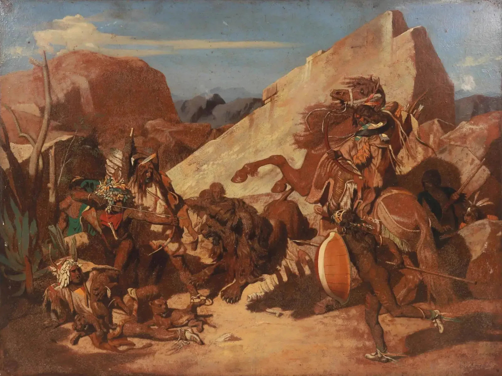 La Chasse aux lions chez les Indiens - Jean-Léon Gérôme image 1 reproduction artisanale de tableau