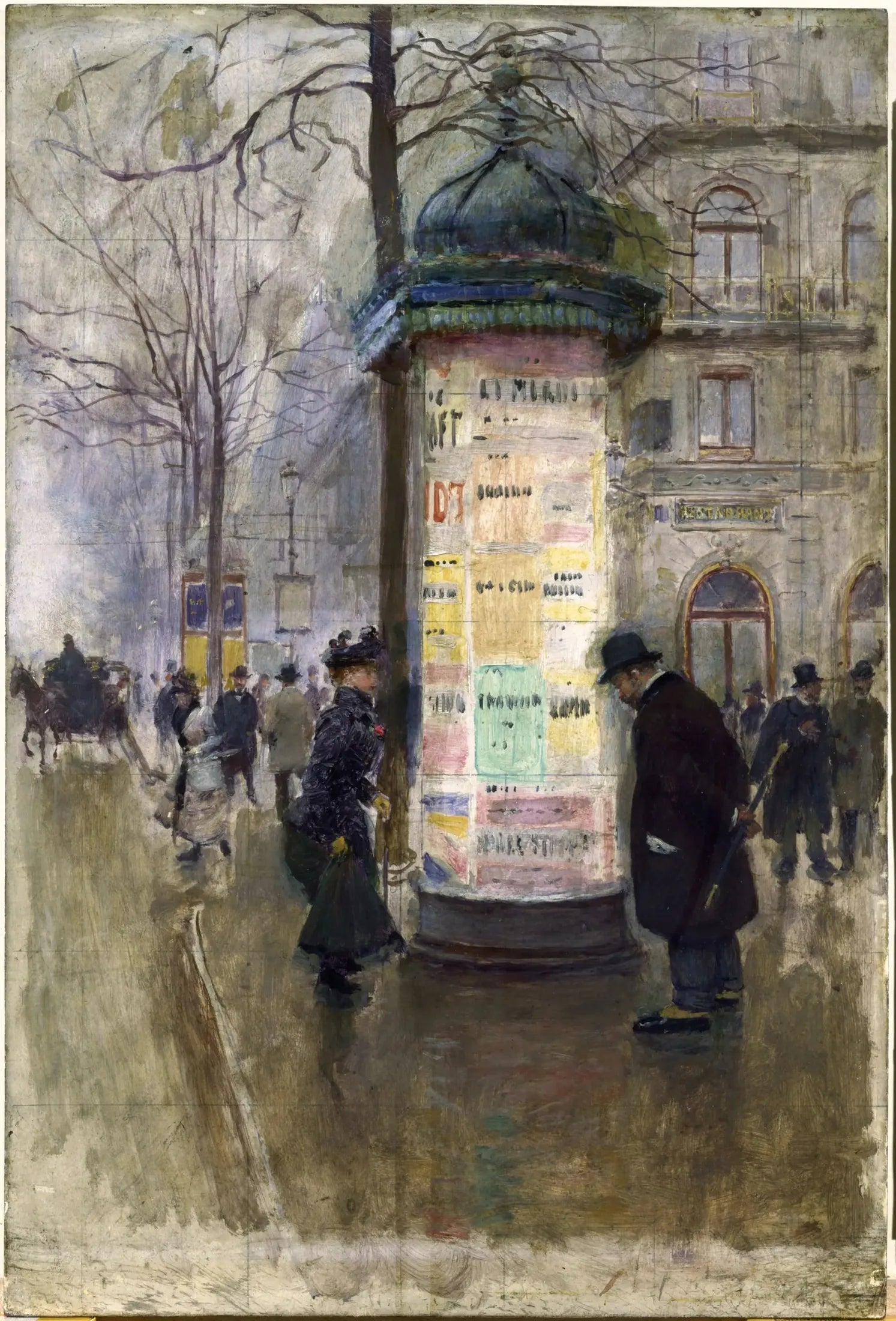 La colonne Morris - Jean Béraud image 1 copie de tableau peinte à la main