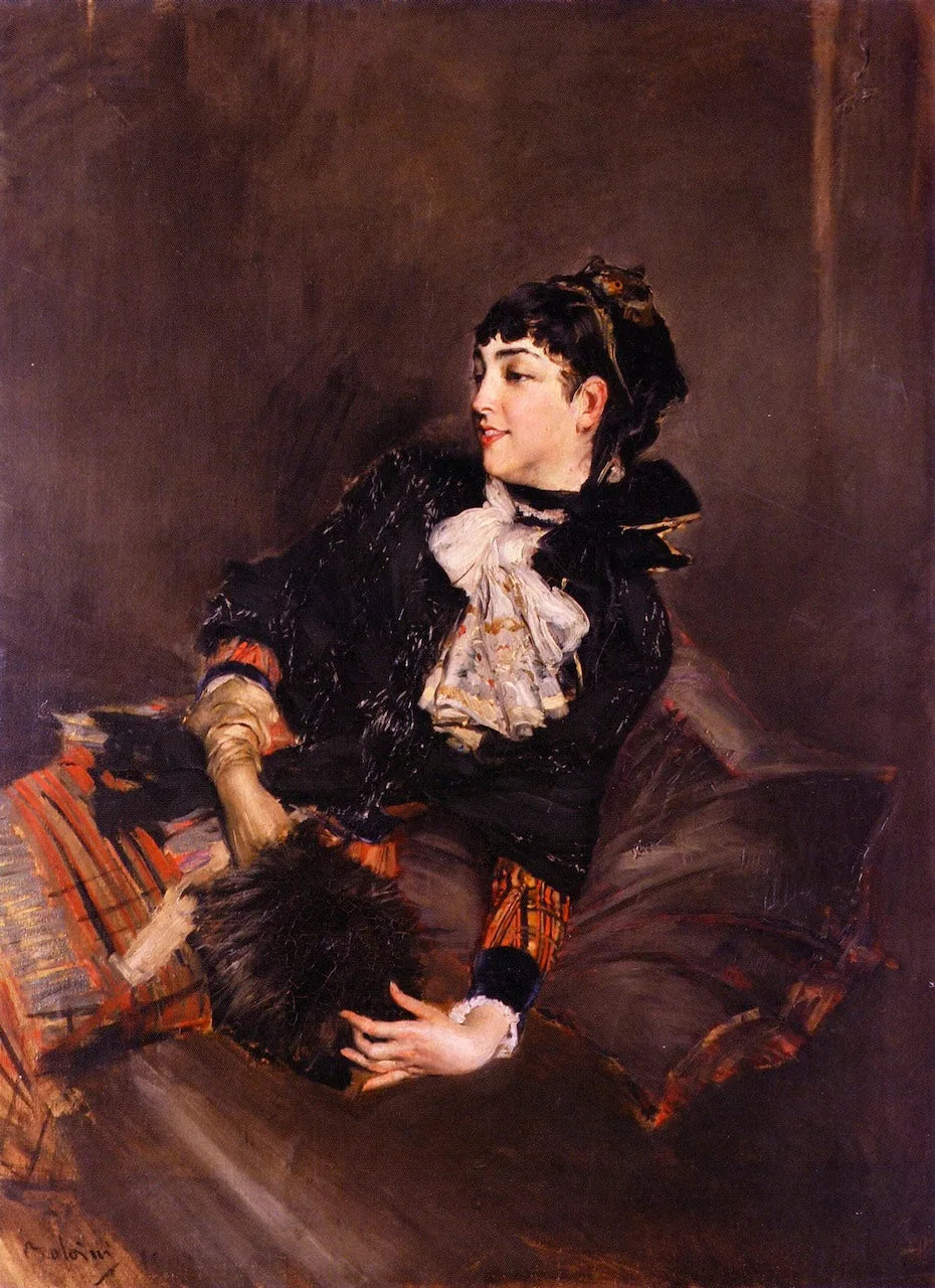La comtesse Gabrielle de Rasty sur un canapé - Giovanni Boldini image 1 copie peinte à la main à l’huile