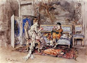 La conversation - Giovanni Boldini image 1 reproduction de peinture à l’huile
