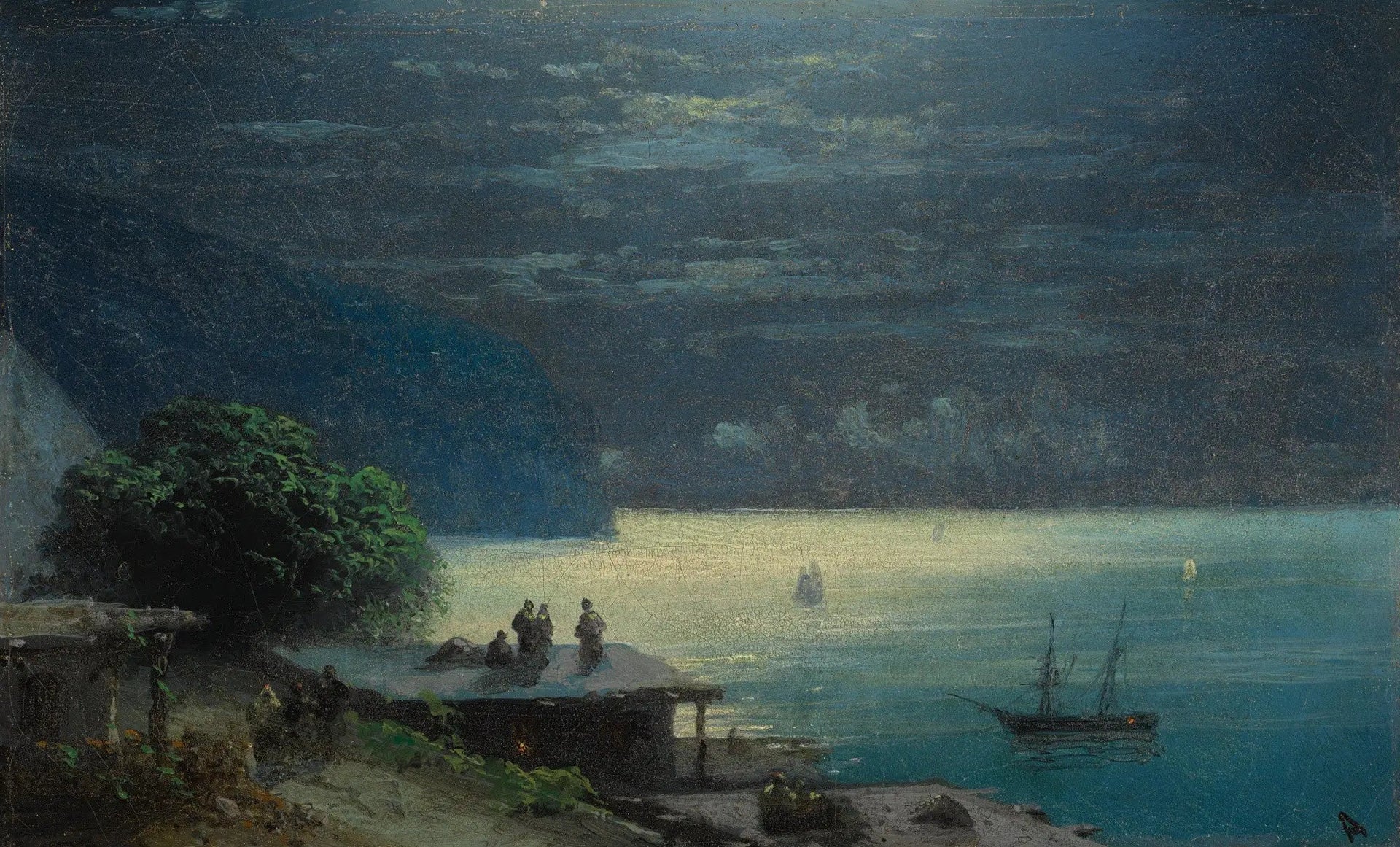 La côte de Crimée au clair de lune - Ivan Aïvazovski image 1 copie de tableau peinte à la main