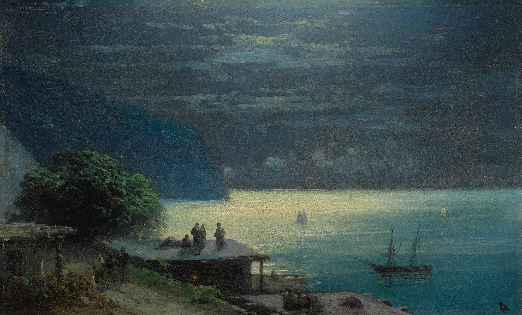 La côte de Crimée au clair de lune - Ivan Aïvazovski image 1 copie de tableau peinte à la main