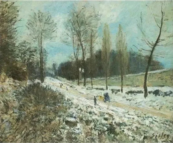 La Côte du Cœur-Volant à Marly sous la neige - Alfred Sisley image 1 reproduction artisanale de tableau