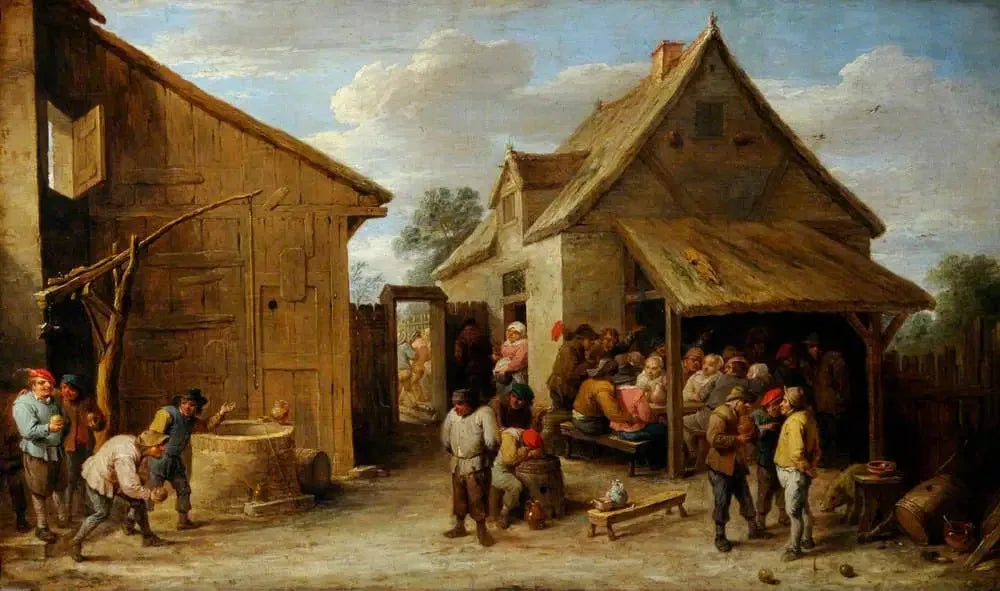 La cour d'une auberge - David Teniers le Jeune image 1 reproduction d’œuvre d’art à l’huile