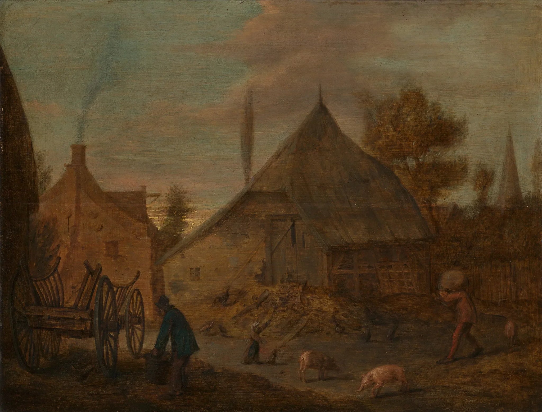 La cour de ferme - Adriaen Brouwer image 1 reproduction de peinture à l’huile