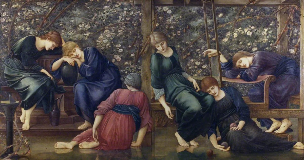 La Cour du Jardin (de la série Briar Rose) - Edward Burne-Jones image 1 reproduction de peinture à l’huile