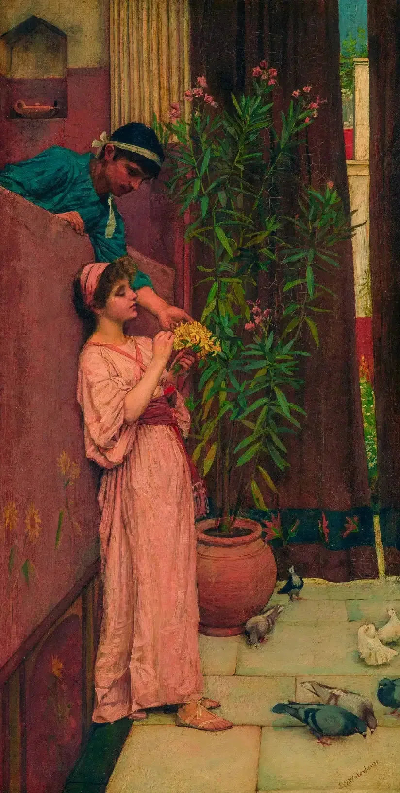 La cour / Les offrandes sucrées - John William Waterhouse image 1 reproduction d’œuvre d’art à l’huile