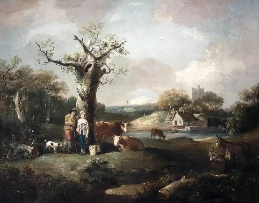 La cour rurale - Thomas Gainsborough image 1 reproduction de peinture à l’huile