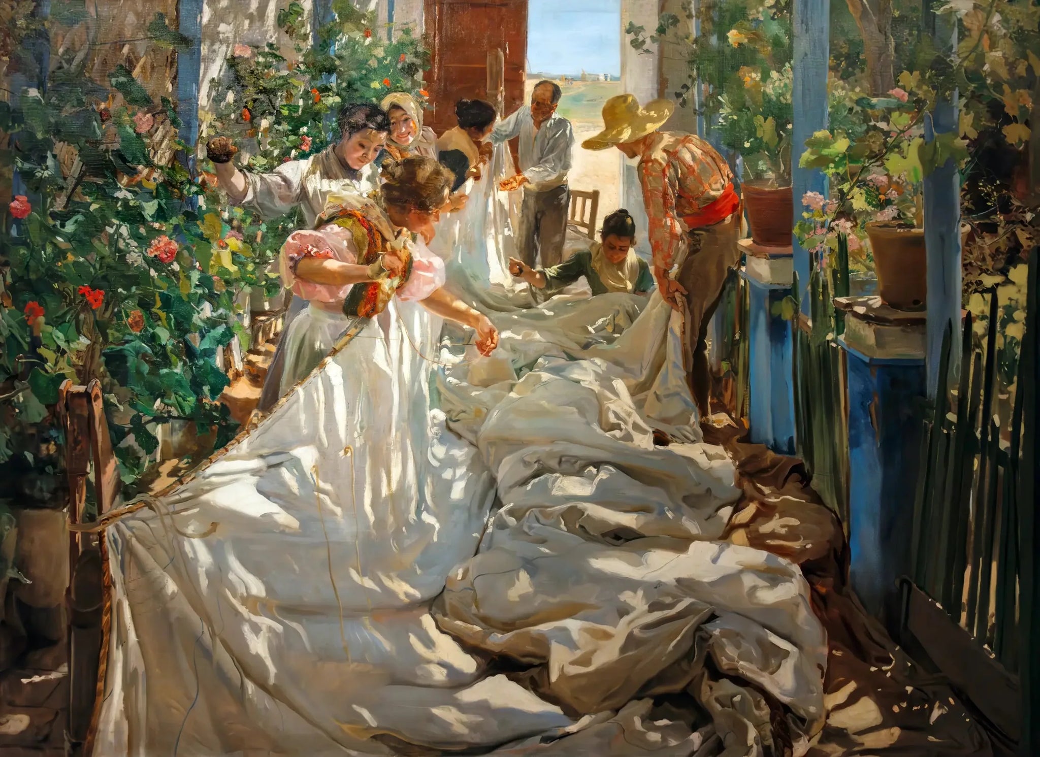 La Couture de la voile - Joaquín Sorolla image 1 reproduction d’œuvre d’art à l’huile