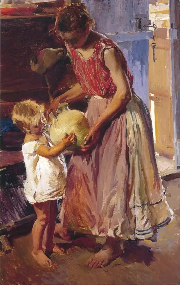 La cruche à boire - Joaquín Sorolla image 1 reproduction de peinture à l’huile