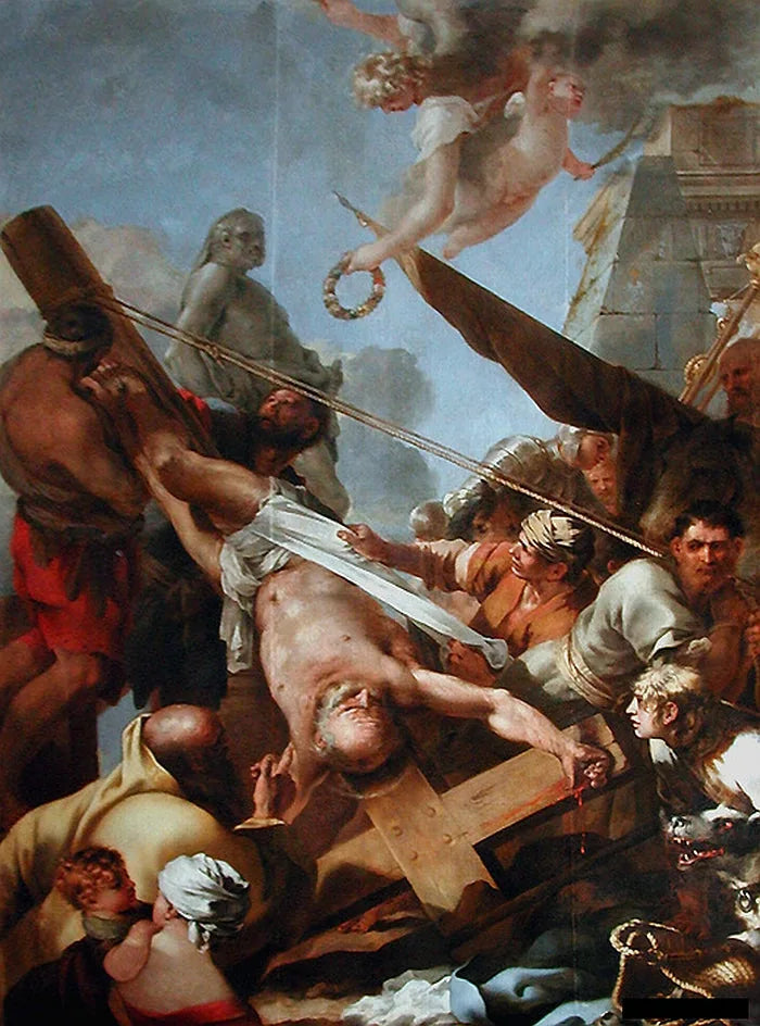 La Crucifixion de saint Pierre - Sébastien Bourdon image 1 copie peinte à la main à l’huile