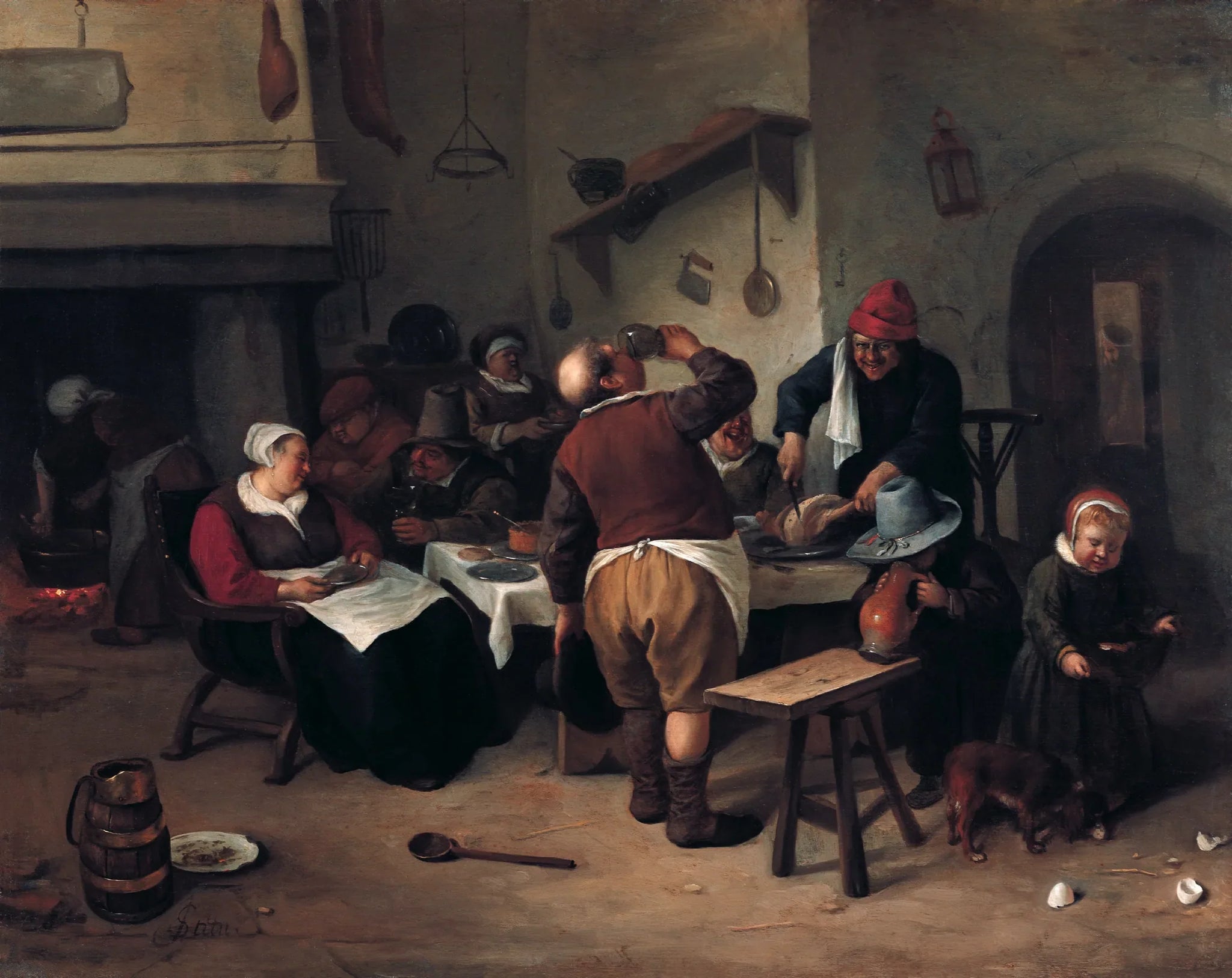 La cuisine grasse - Jan Steen image 1 copie de tableau peinte à la main
