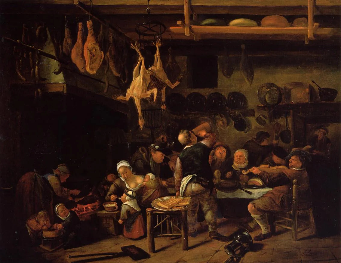 La cuisine grasse - Jan Steen image 1 reproduction artisanale de tableau