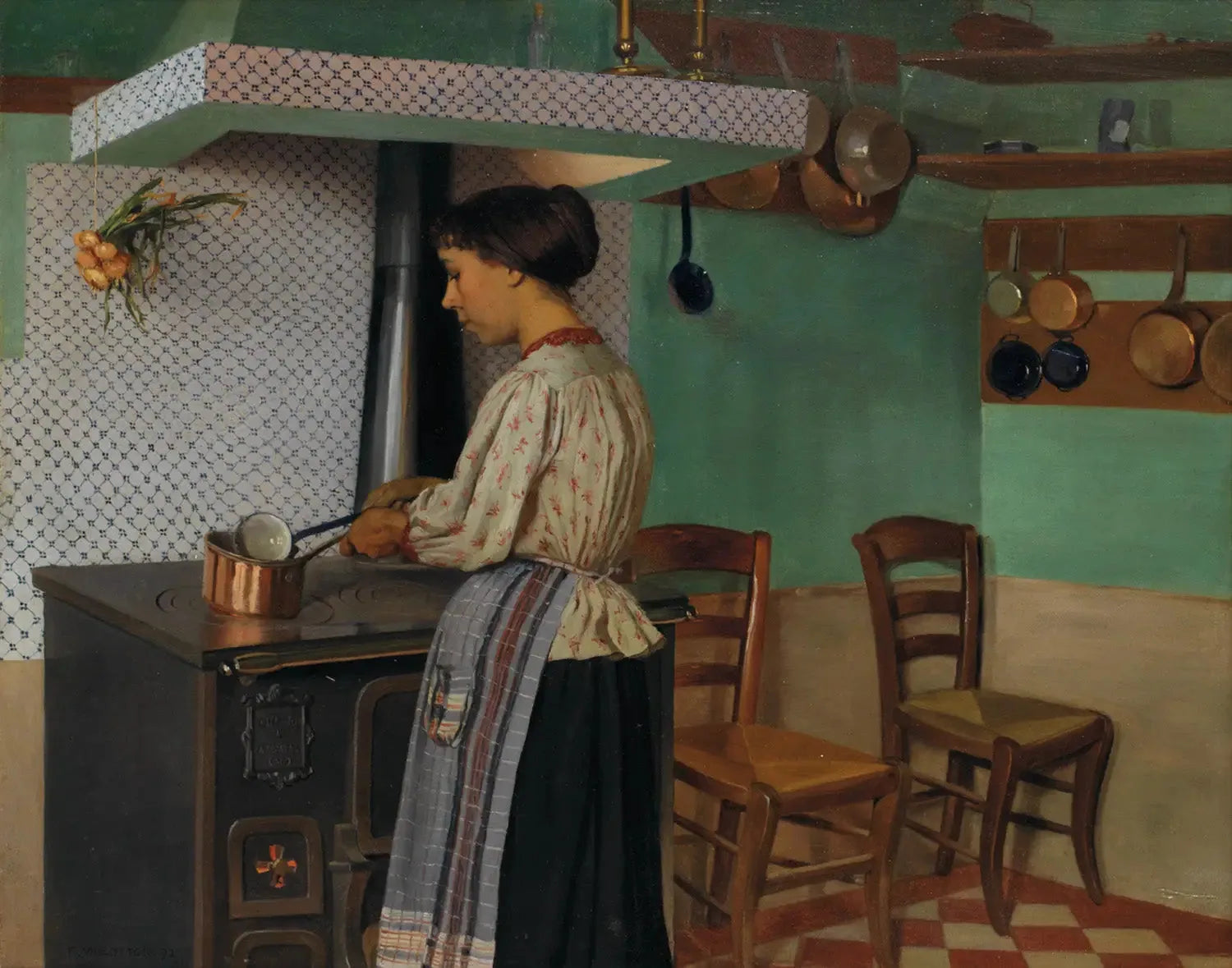 La Cuisinière au fourneau - Félix Vallotton image 1 copie de tableau peinte à la main