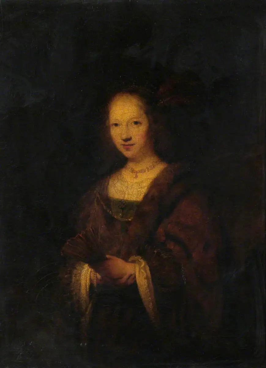 La Dame à l'éventail (d'après Rembrandt) - Joshua Reynolds image 1 reproduction artisanale de tableau