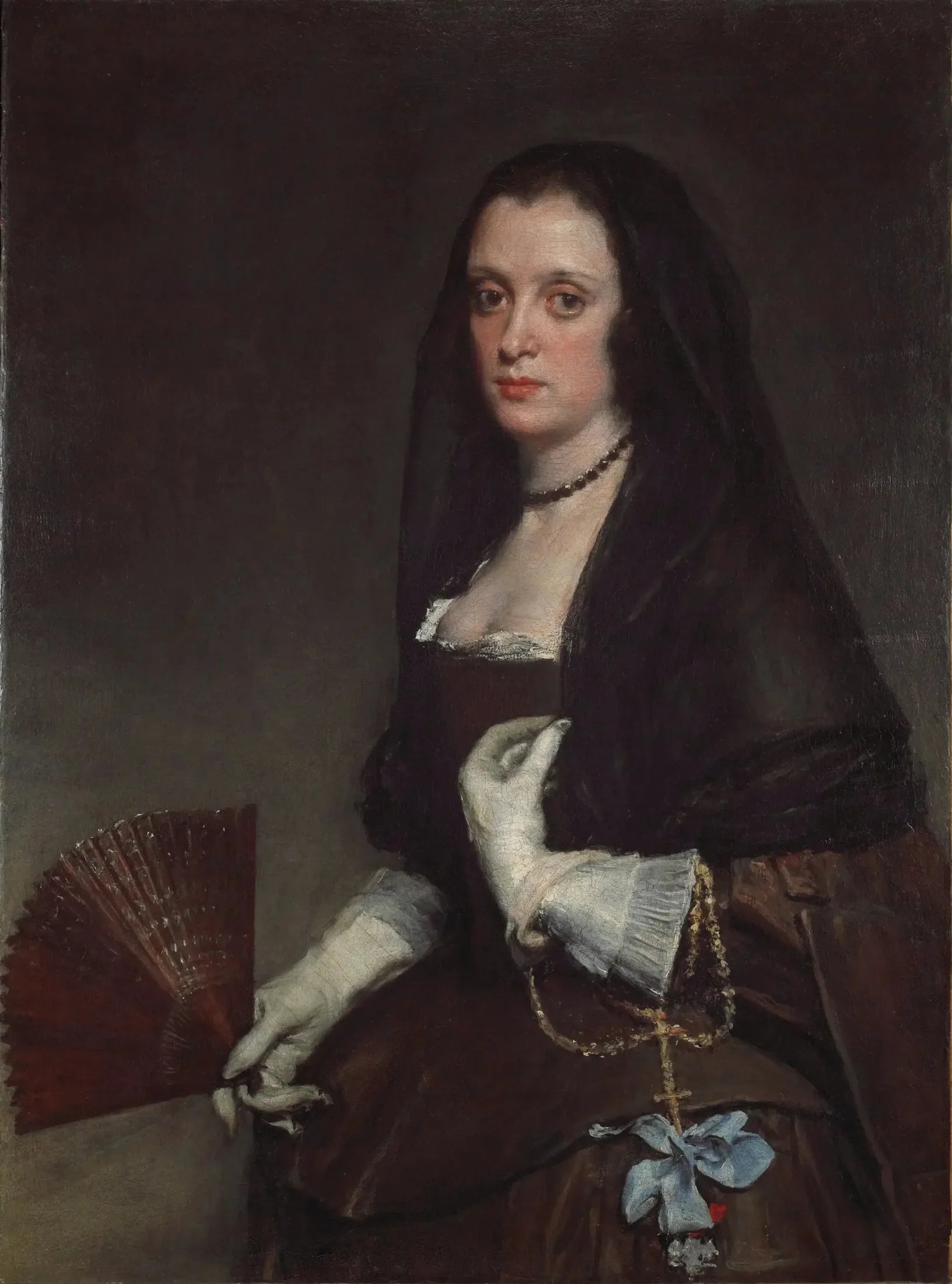 La Dame à l'éventail - Diego Velázquez image 1 copie peinte à la main à l’huile