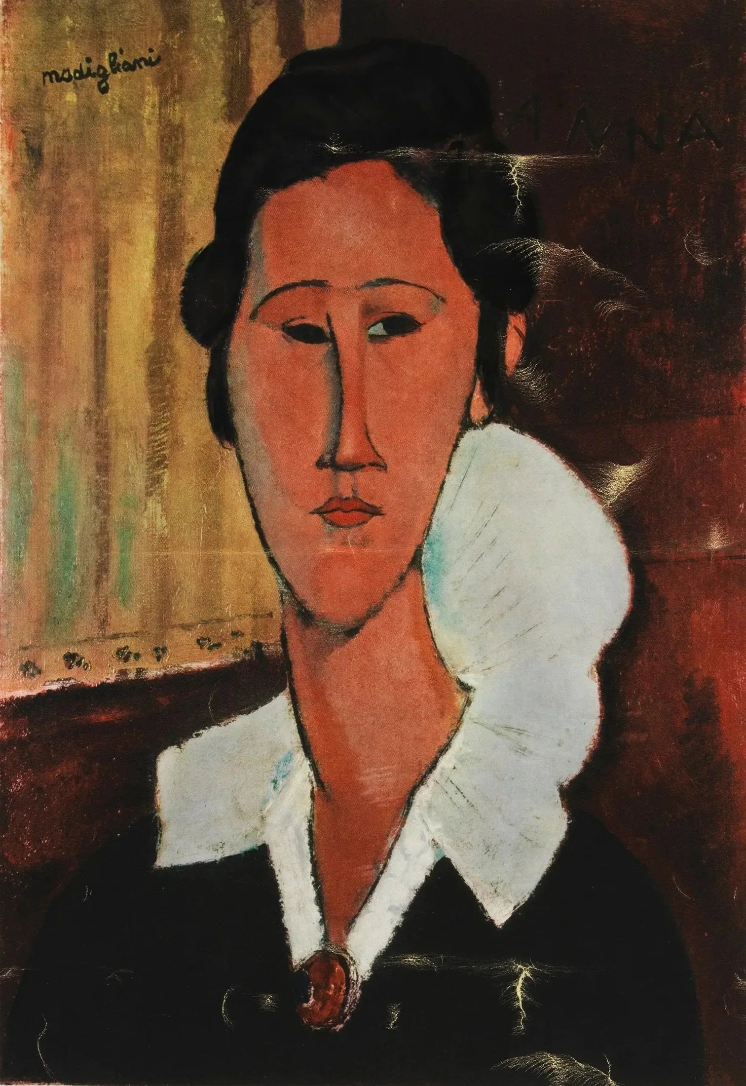 La dame au tour de cou - Amedeo Modigliani image 1 reproduction de peinture à l’huile