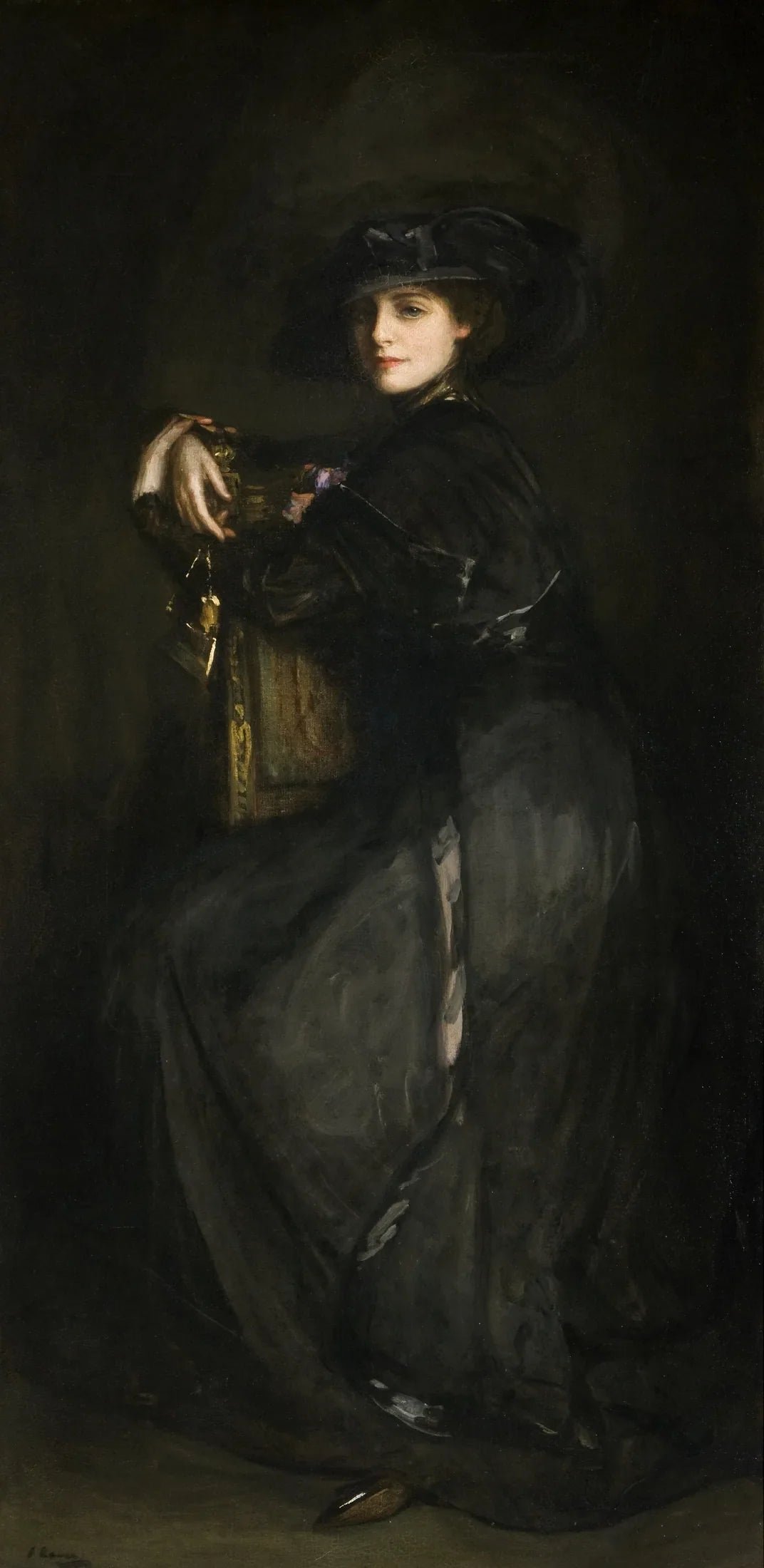 La Dame en Noir (Mme Trevor) - John Lavery image 1 reproduction d’œuvre d’art à l’huile