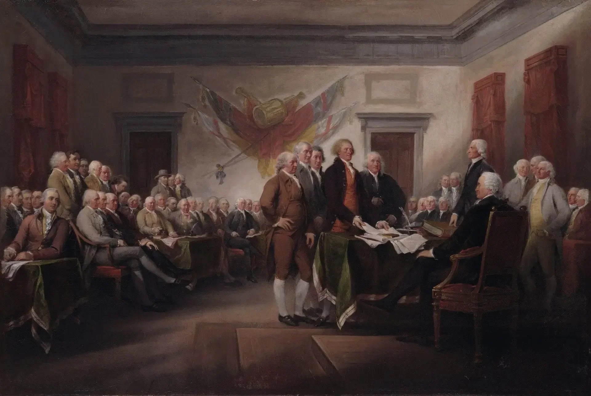 La Déclaration d'indépendance, 4 juillet 1776 - John Trumbull image 1 copie peinte à la main à l’huile