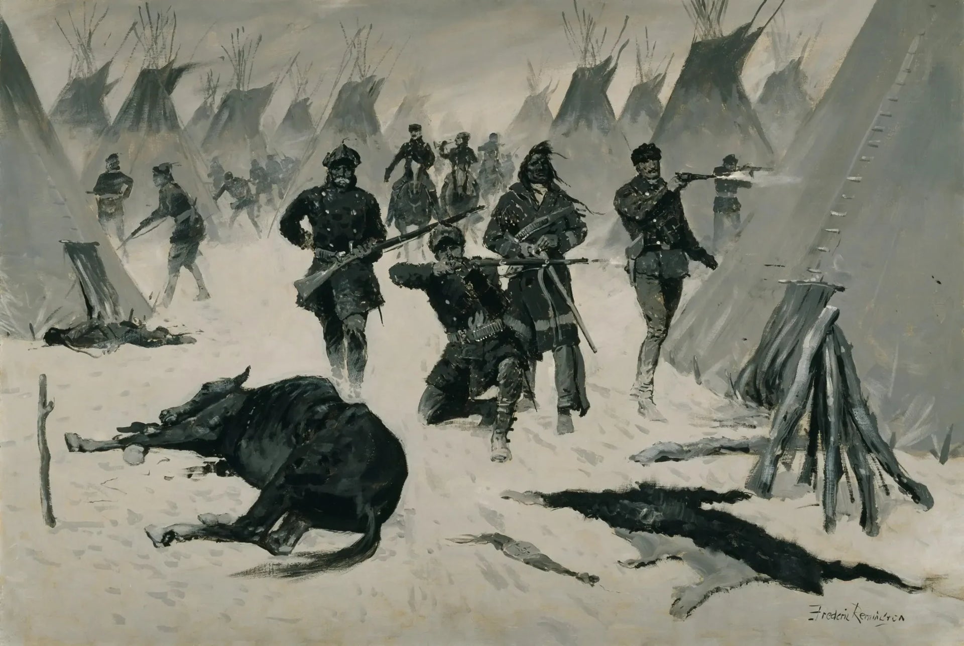 La défaite de Crazy Horse - Frederic Remington image 1 tableau peint à l’huile sur toile