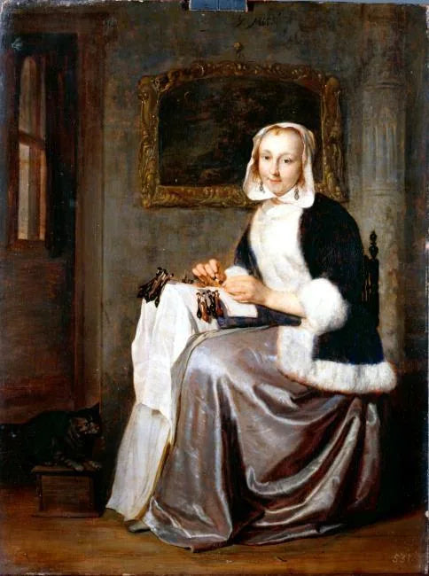 La Dentellière - Gabriel Metsu image 1 copie de tableau peinte à la main