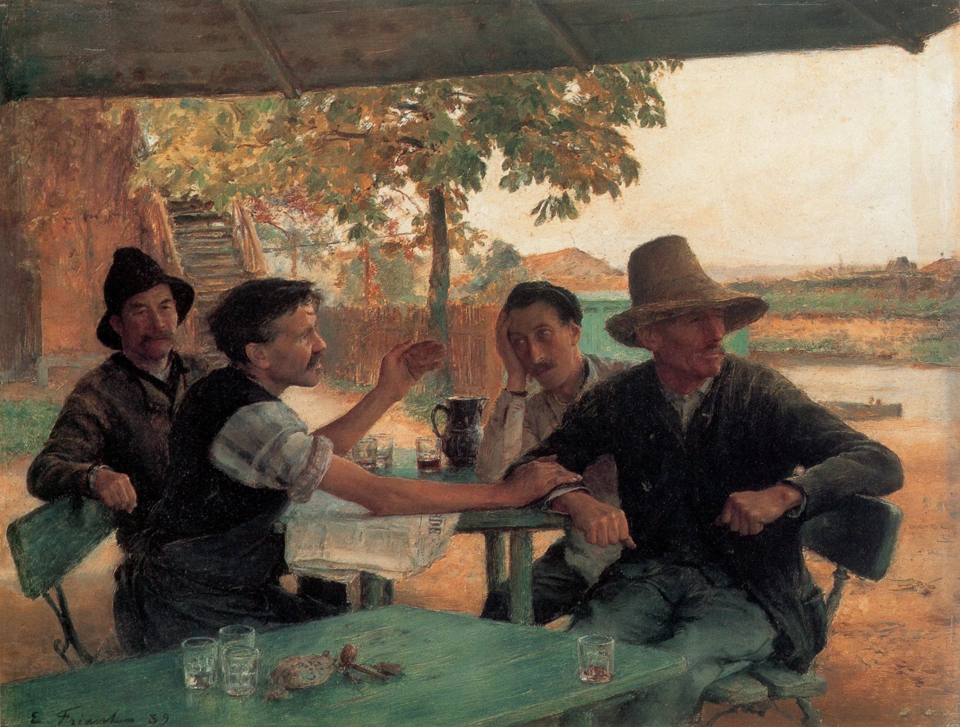 La Discussion politique - Émile Friant image 1 copie de tableau peinte à la main