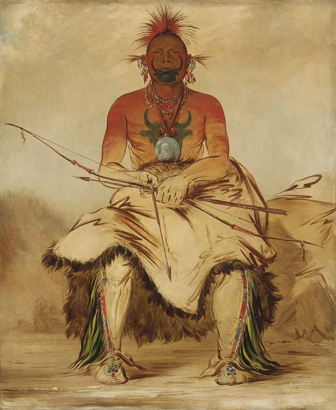 La-dóo-ke-a, Buffalo Bull, un grand guerrier Pawnee - George Catlin image 1 reproduction artisanale de tableau