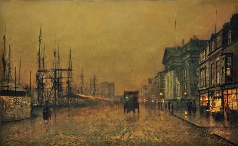 La douane de Liverpool, vue vers le nord - John Atkinson Grimshaw image 1 reproduction de peinture à l’huile