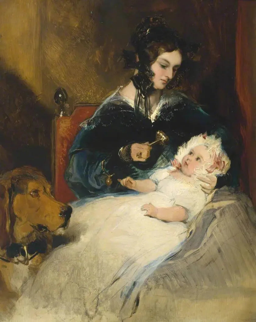 La duchesse d'Abercorn et son enfant - Edwin Henry Landseer image 1 copie peinte à la main à l’huile