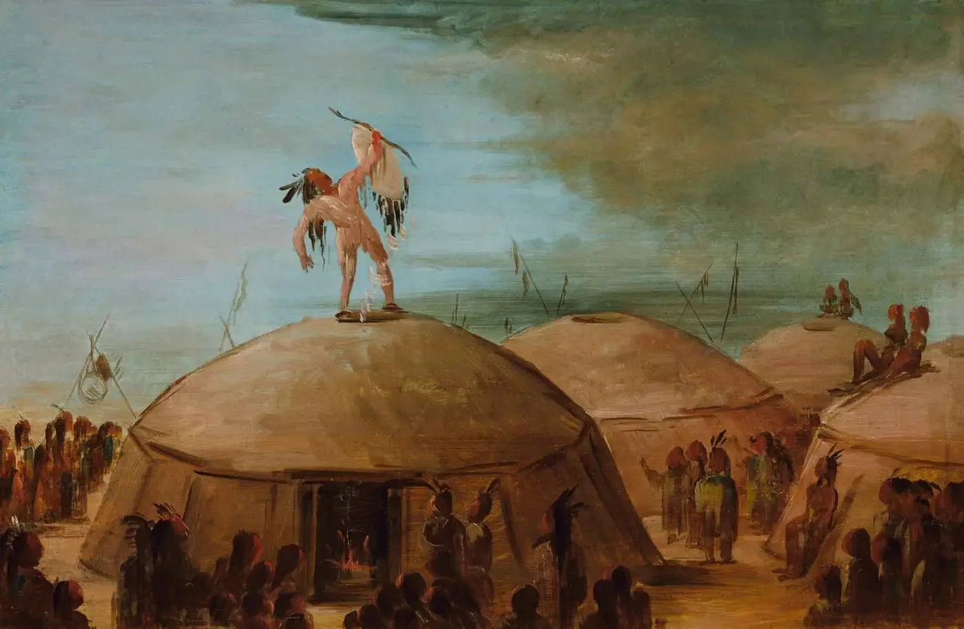 La fabrication de la pluie chez les Mandan - George Catlin image 1 reproduction de peinture à l’huile