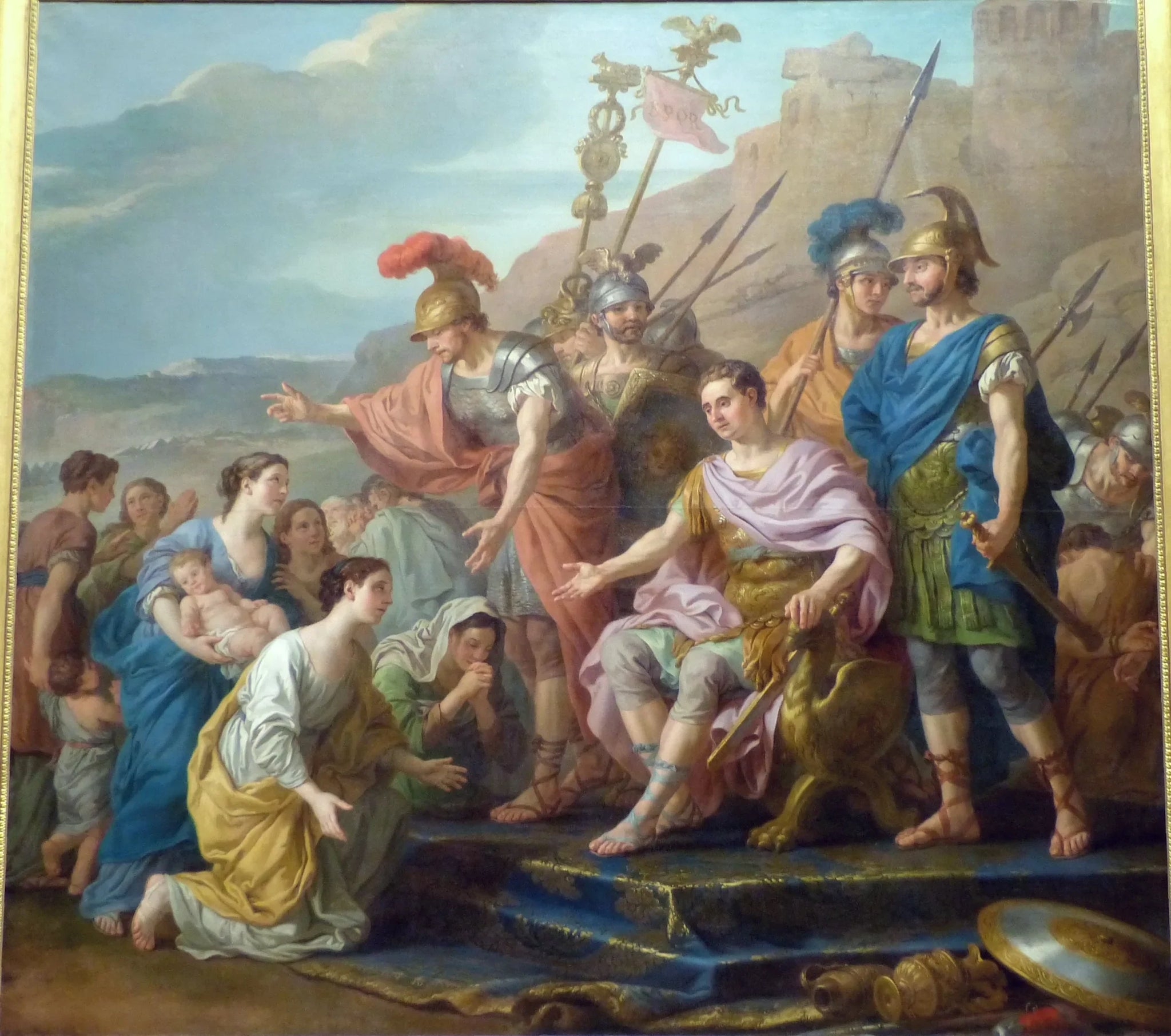 La famille de Coriolan venant le fléchir et le détourner d'assiéger Rome - Joseph-Marie Vien image 1 tableau peint à l’huile sur toile