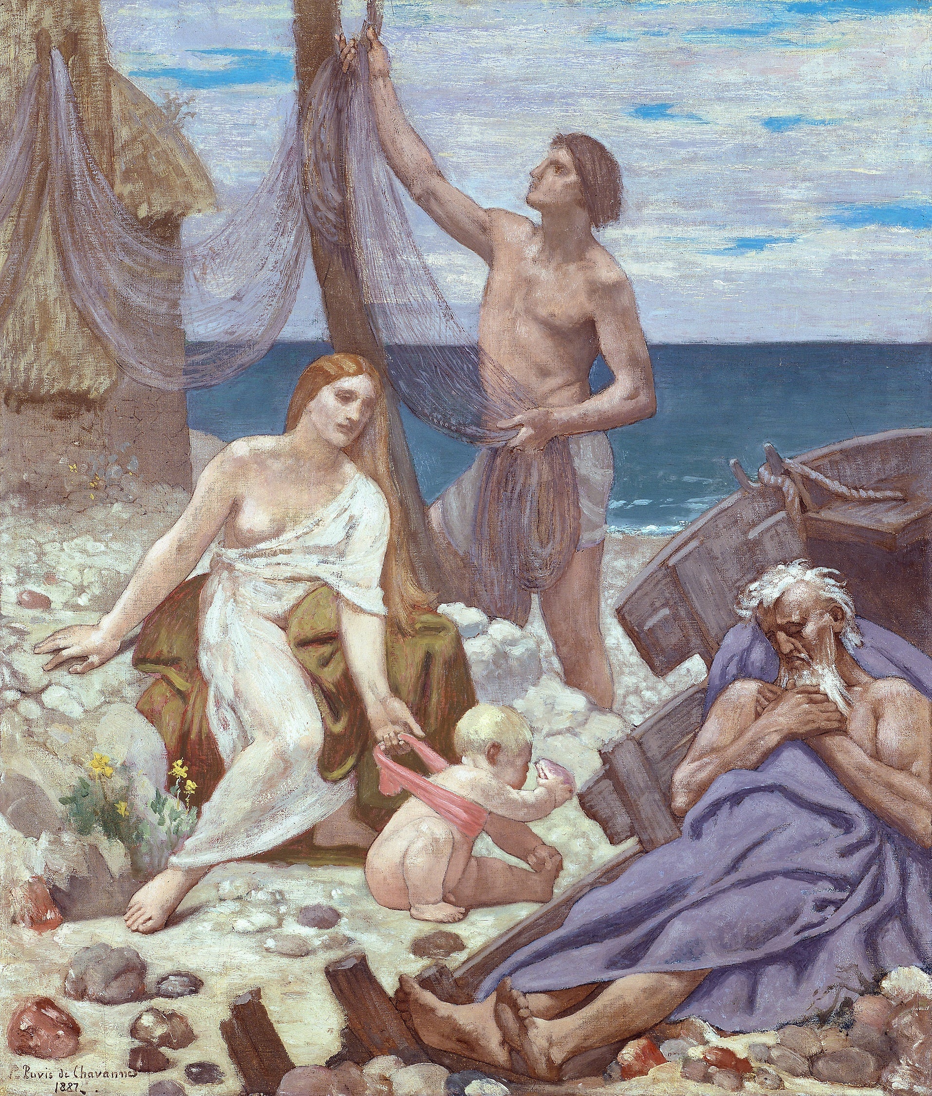 La famille du pêcheur - Pierre Puvis de Chavannes image 1 reproduction artisanale de tableau