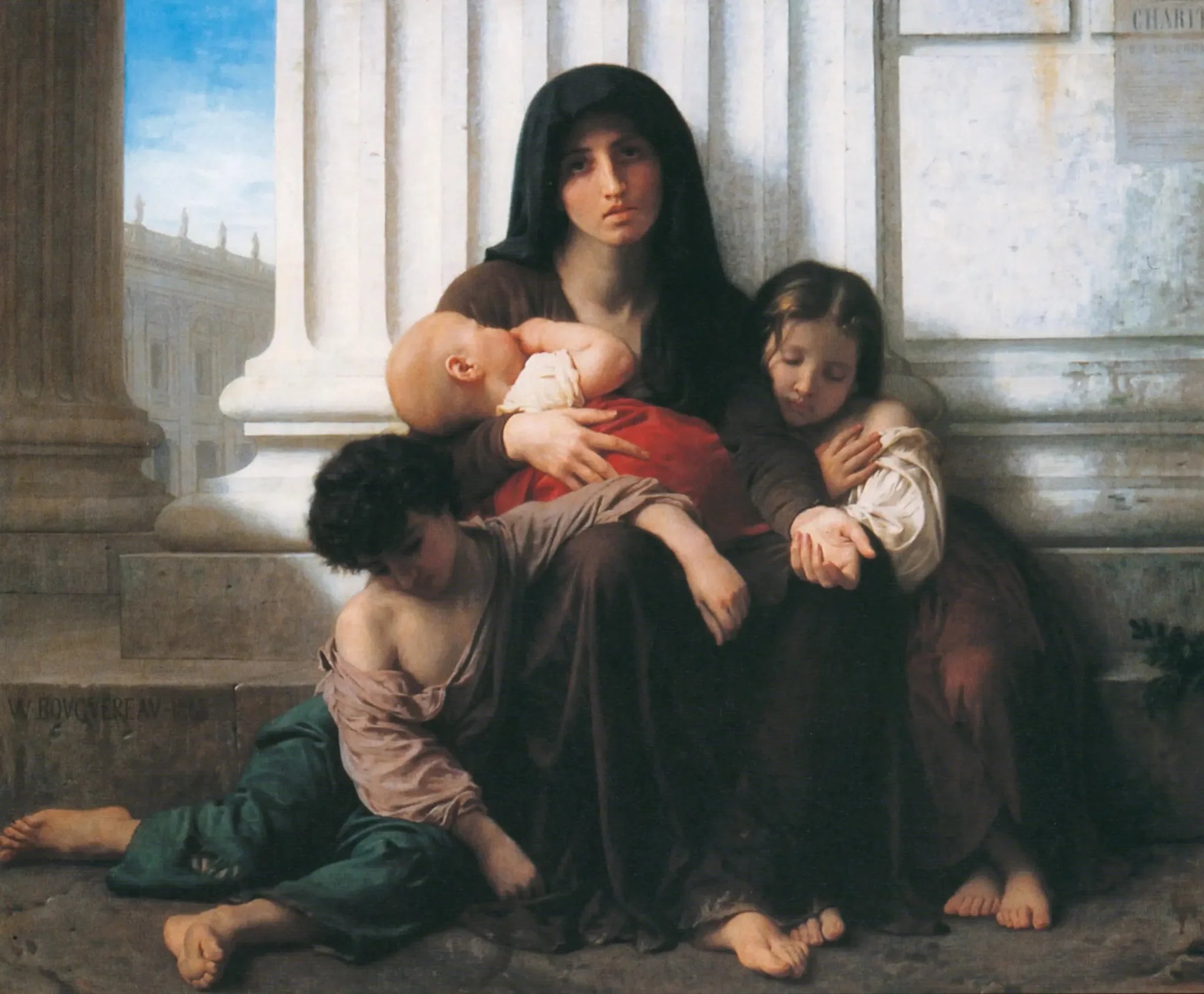 La famille indigente (réduction) - Bouguereau image 1 copie de tableau peinte à la main