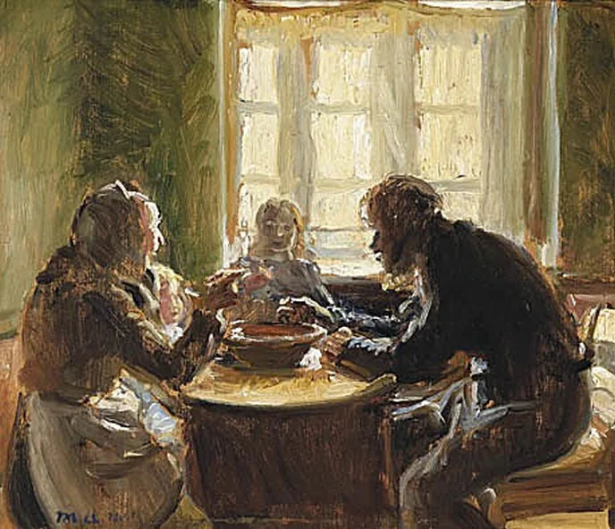 La famille Wollesen attablée. - Michael Peter Ancher image 1 copie de tableau peinte à la main