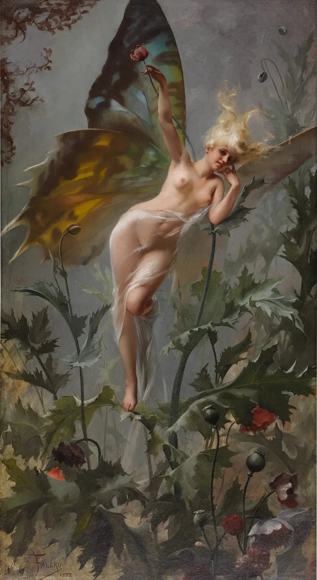 La Fée du Coquelicot - Luis Ricardo Falero image 1 copie peinte à la main à l’huile