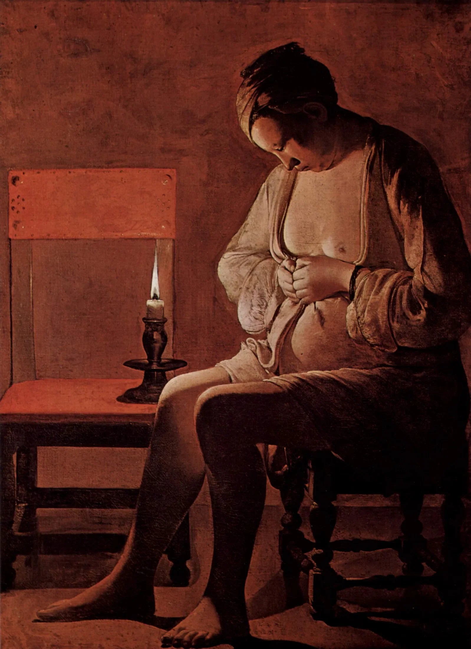 La Femme à la puce - Georges de La Tour image 1 reproduction d’œuvre d’art à l’huile