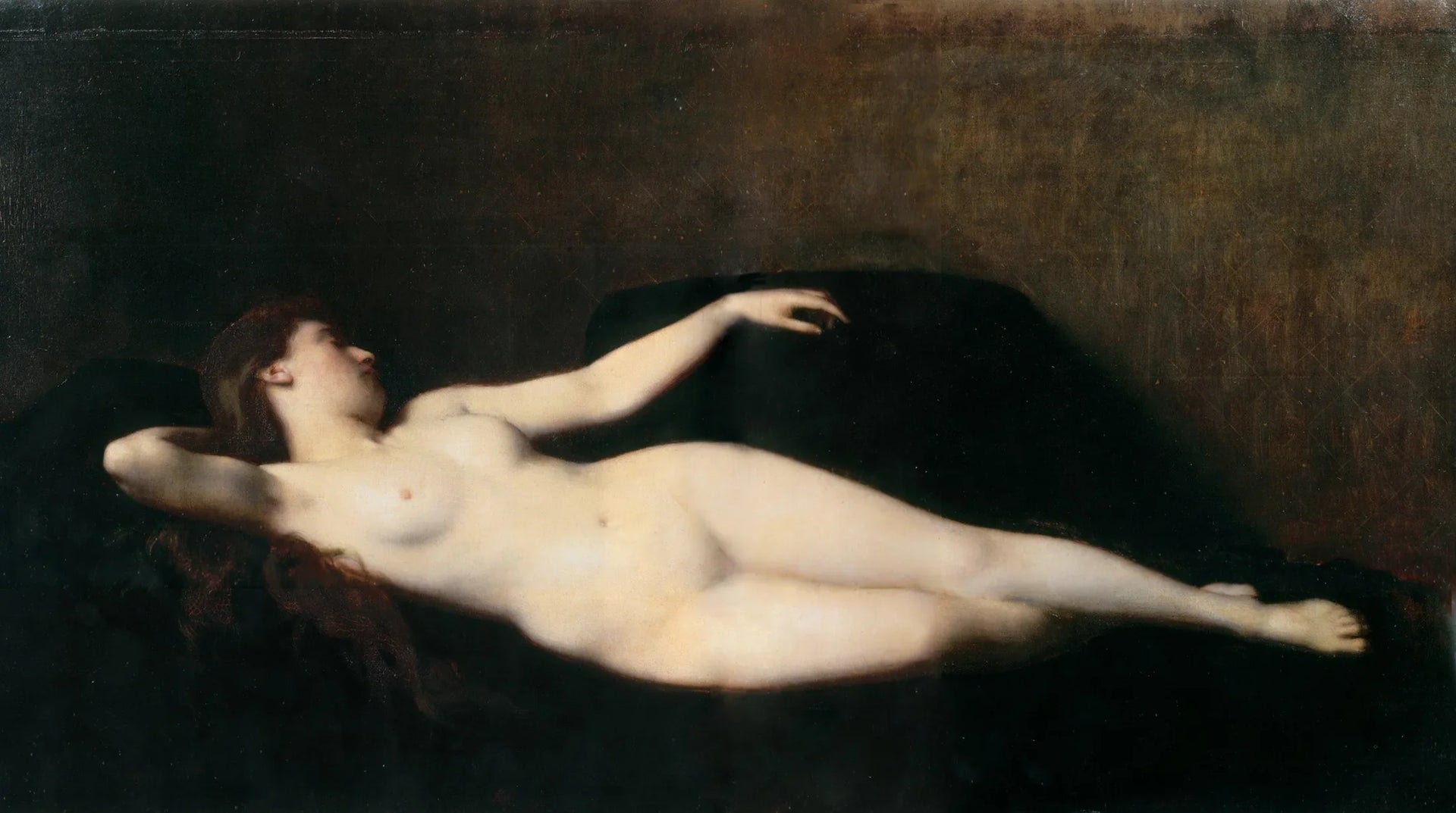 La Femme au divan noir - Jean-Jacques Henner image 1 reproduction de peinture à l’huile