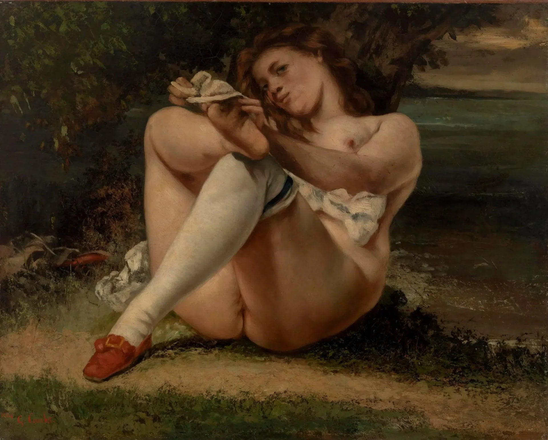 La femme aux bas blancs - Gustave Courbet image 1 reproduction de peinture à l’huile
