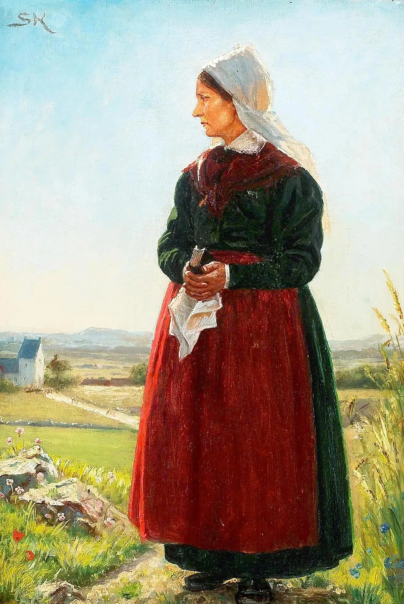 La femme d'un pêcheur habillée pour l'église. Arildsleje, Suède. - Peder Severin Krøyer image 1 tableau peint à l’huile sur toile