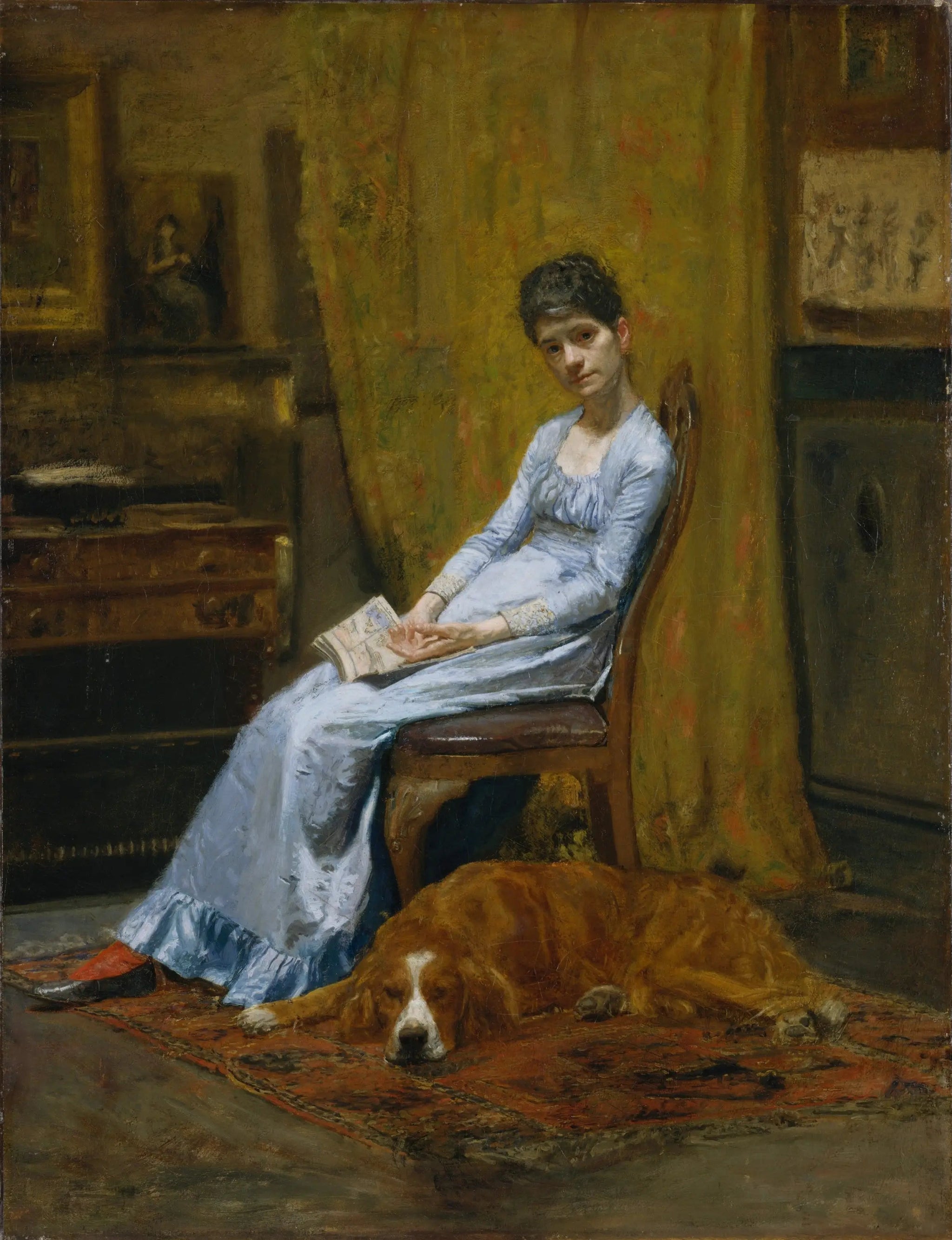 La Femme de l'artiste et son setter - Thomas Eakins image 1 copie peinte à la main à l’huile