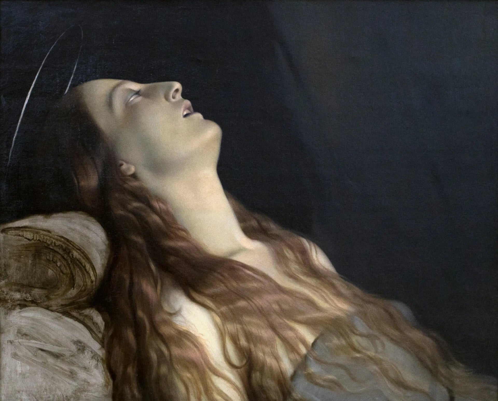 La Femme de l'artiste, Louise Vernet, sur son lit de mort - Paul Delaroche image 1 copie peinte à la main à l’huile