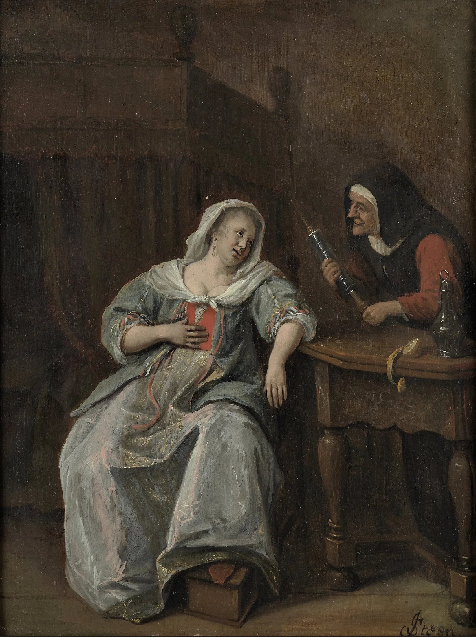 La femme malade - Jan Steen image 1 reproduction de peinture à l’huile