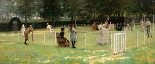 La fête du tennis - John Lavery image 1 reproduction de peinture à l’huile
