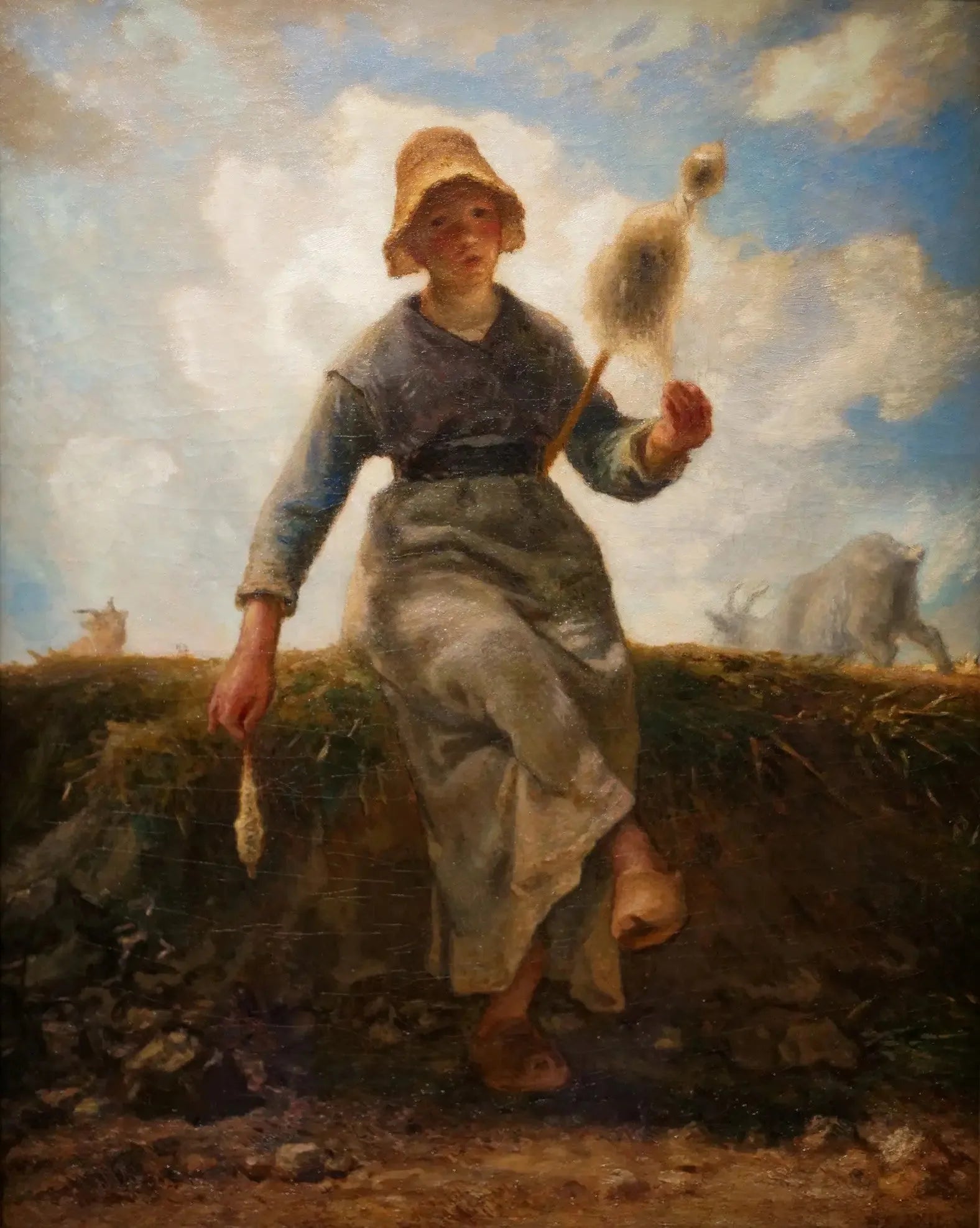 La Fileuse, chevrière auvergnate - Jean-François Millet image 1 reproduction artisanale de tableau